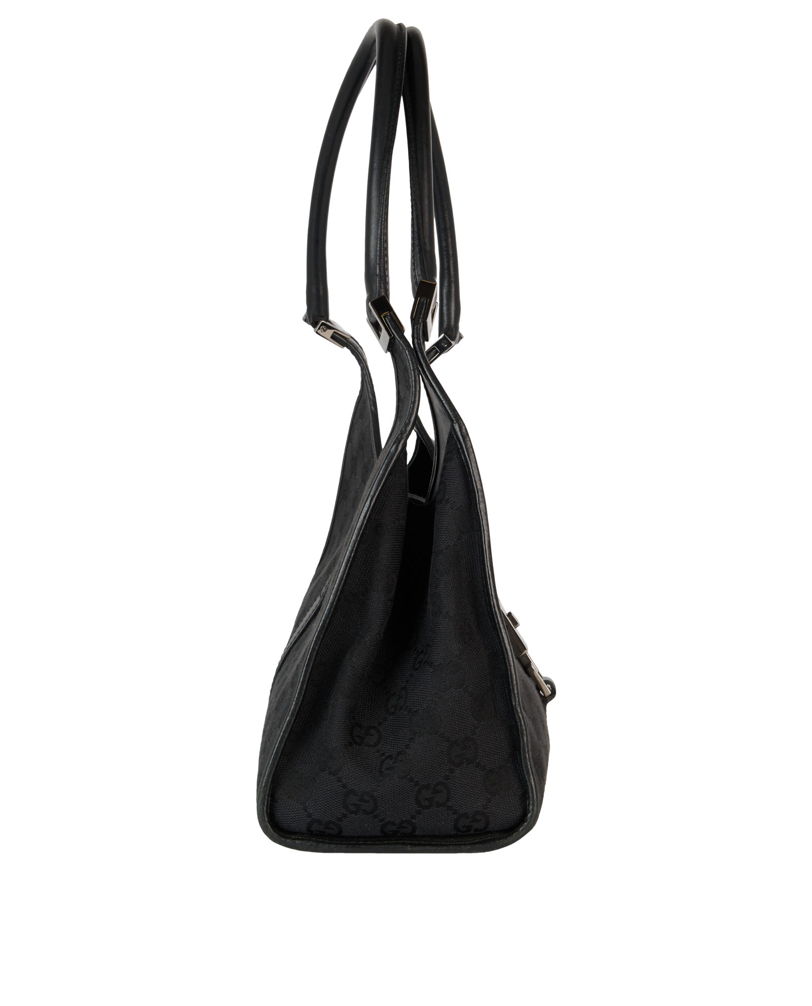 Vintage GG Jackie, &pound;310, Handbags, Black, Canvas/Leather, Side view